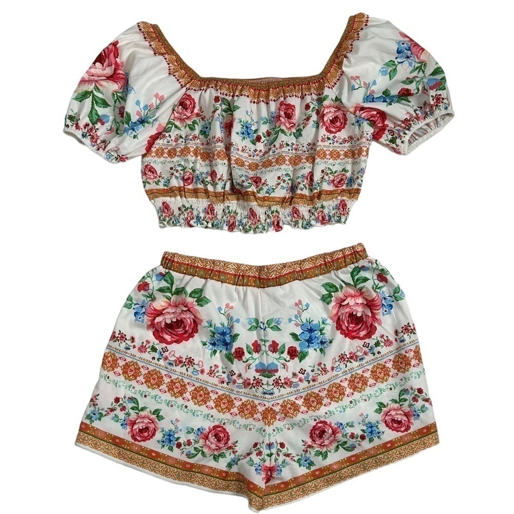 Pink Lily Memorize Floral Print Top and Short Set - Picture 4 of 16